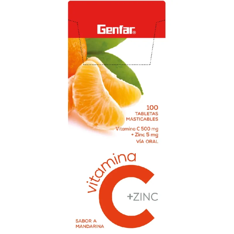 VITAMINA C + ZINC NARANJA CAJA X 100 TABLETAS (GENFAR)