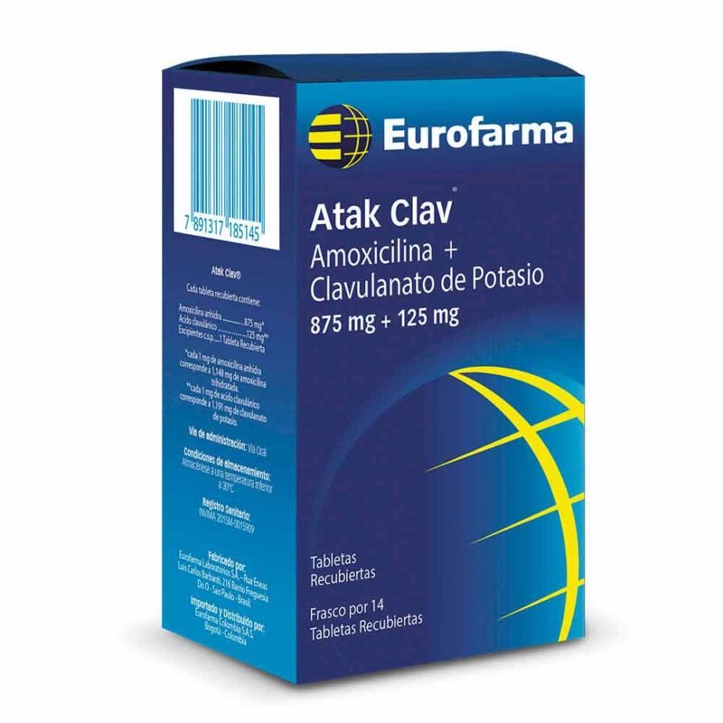 ATAK CLAV 875 + 125 MG FRASCO X 14 TABLETAS (EUROFARMA)