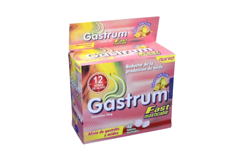 GASTRUM FAST 10 MG MASTICABLE TUTTI FRUTTI CAJA X 48 TABLETAS (ABBOTT LAFRANCOL)