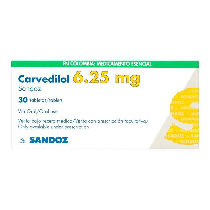 CARVEDILOL 6.25 MG  CAJA X 30 TABLETAS (NOVARTIS)