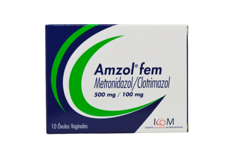 AMZOL FEM METRONIDAZOL CLOTRIMAZOL CAJA X 10 OVULOS (ICOM PHARMA)