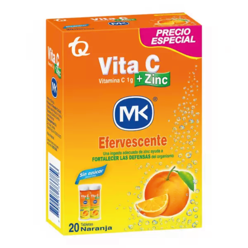 VITAMINA C EFERVESCENTE NARANJA 2 FRASCOS X 10 TABLETAS (MK)