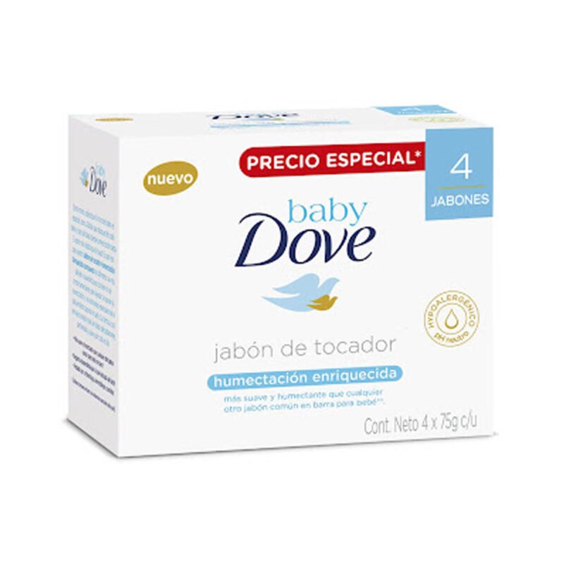 DOVE BABY HUMECTACION ENRIQUECIDA JABON PAQUETE 4 UNIDADES  X 75 GR (UNILEVER)