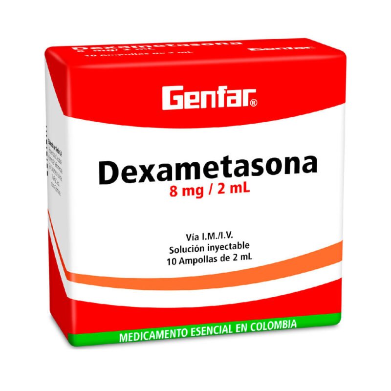 DEXAMETASONA 8 MG CAJA  X 10 AMPOLLAS 2 ML  (GENFAR)