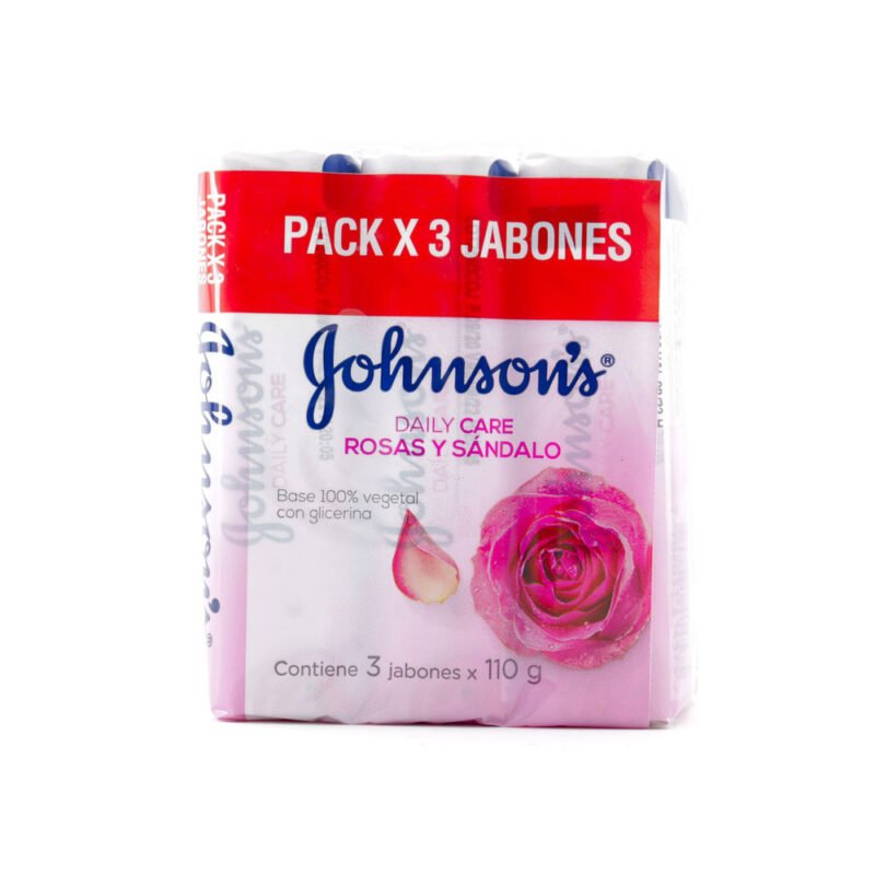 JOHNSONS ROSAS SANDALO JABON 3 PASTAS X 110 GR