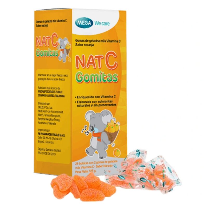 NAT C GOMITAS VITAMINA C CAJA X 25 UNIDADES X 2 GOMITAS (MEGA WECARE)