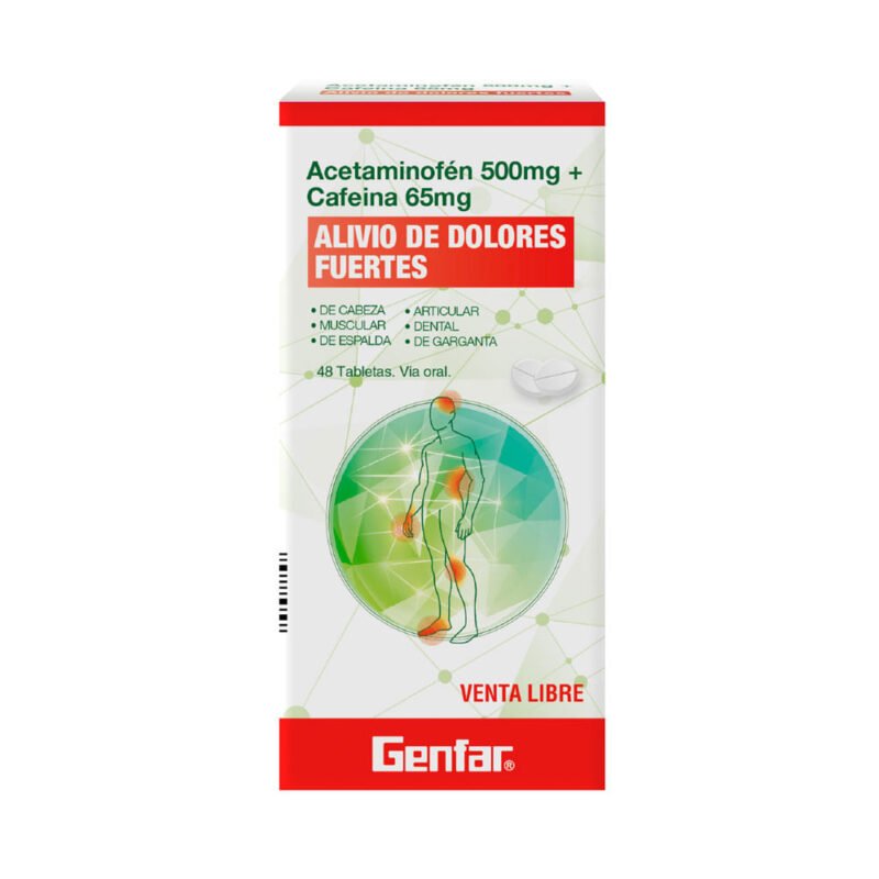 ACETAMINOFEN 500 MG CAFEINA 65 MG CAJA X 48 TABLETAS (GENFAR)