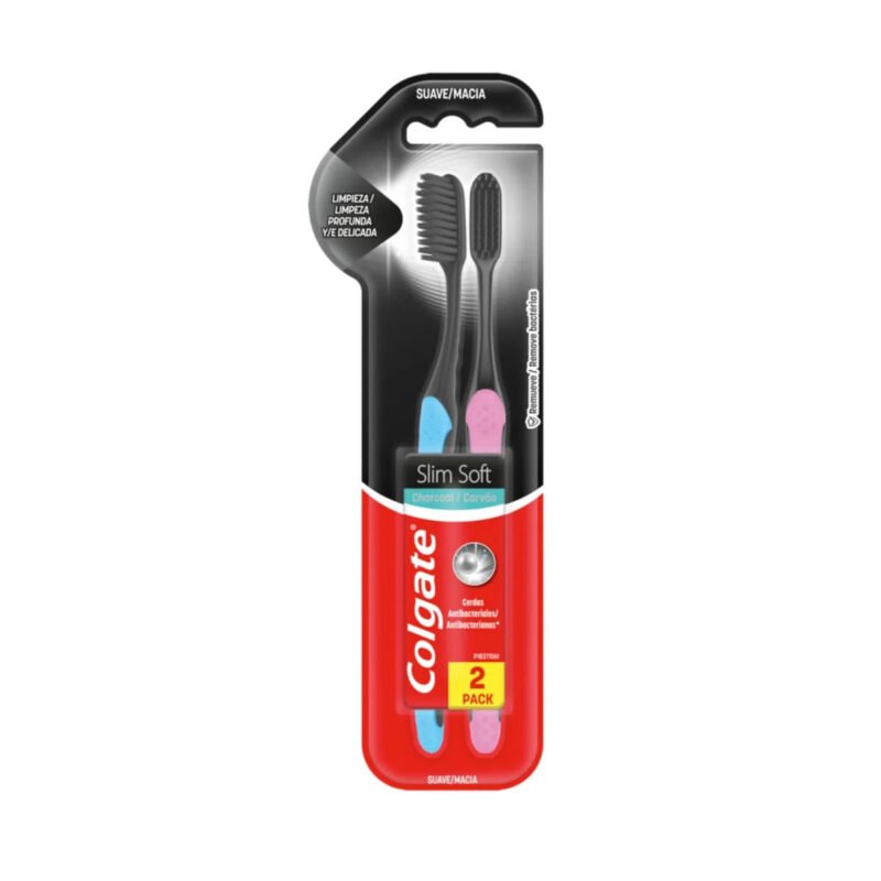 COLGATE SLIM SOFT CARBON ACTIVADO PAQUETE X 2 CEPILLOS