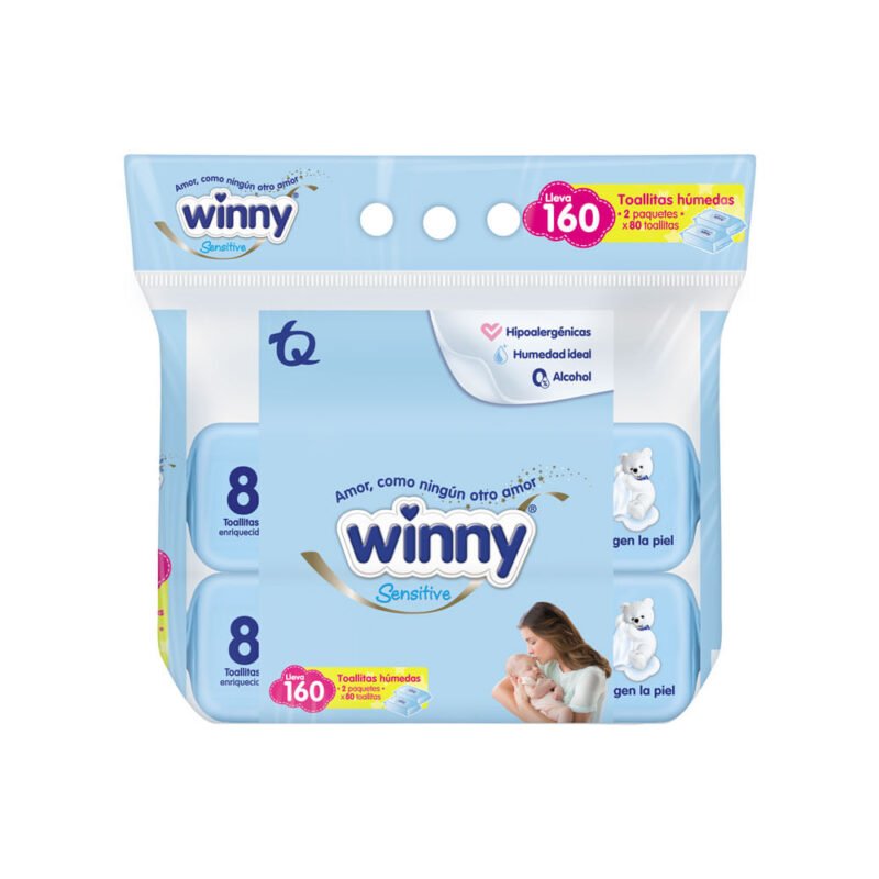 TOALLITAS HUMEDAS WINNY RECIEN NACIDO PAQUETE X 160 UNIDADES (TECNOQUIMICAS)
