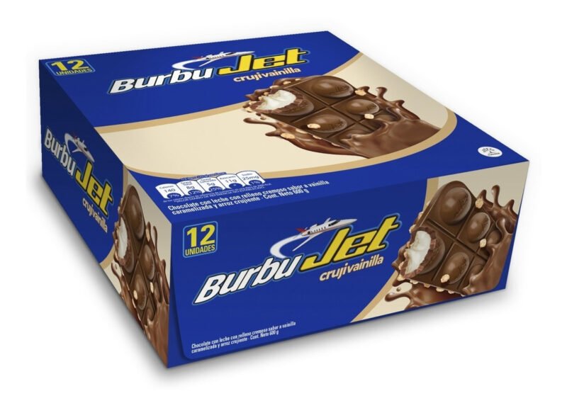 CHOCOLATINA BURBU JET CRUJI VAINILLA 50 GR CAJA X 6 UNIDADES (NUTRESA)