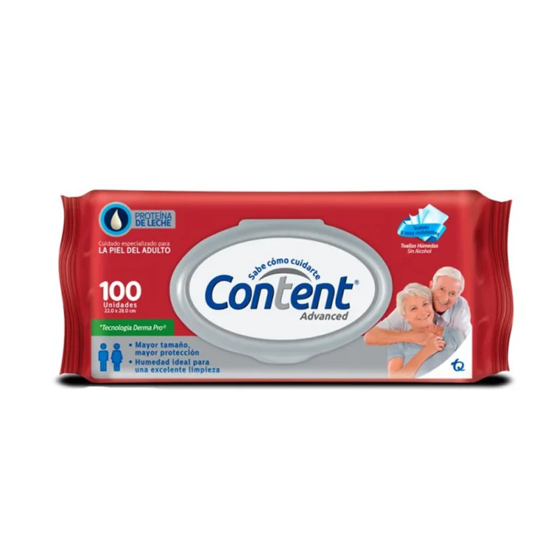 CONTENT ADVANCED TOALLAS HUMEDAS PAQUETE X100 UNIDADES (TECNOQUIMICAS)