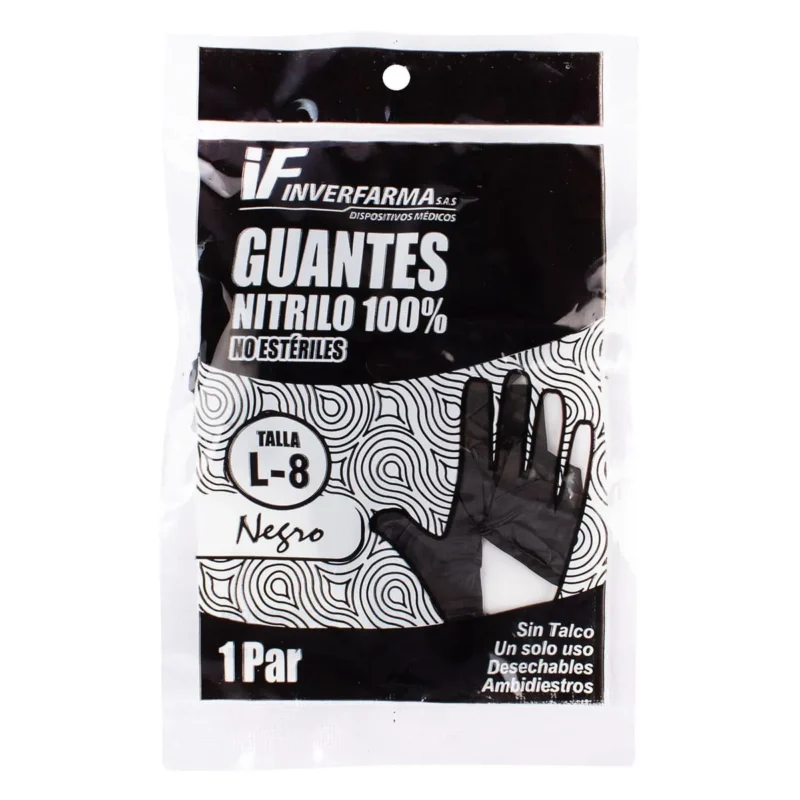 GUANTES NITRILO NEGRO TALLA L PAR (INVERFARMA)