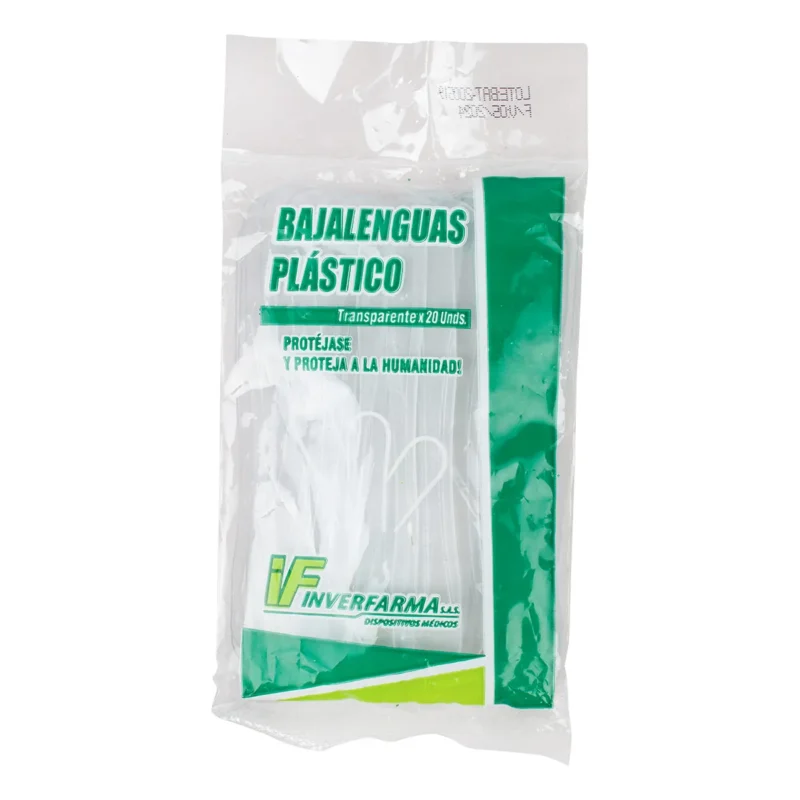 BAJALENGUAS PLASTICO PAQUETE X 20 UNIDADES (INVERFARMA)