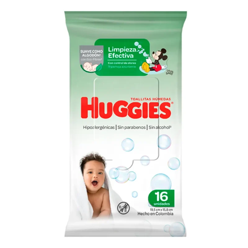 HUGGIES ACTIVE FRESH TOALLITAS HUMEDAS PAQUETE X 16 UNIDADES (KIMBERLY)