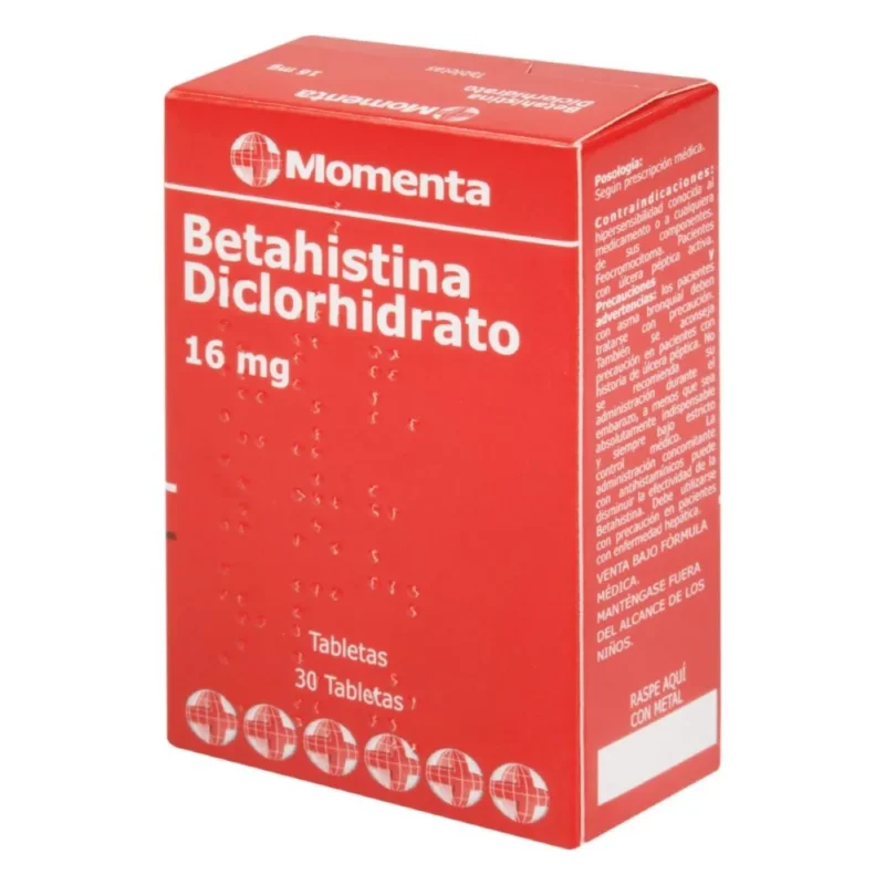 BETAHISTINA 16 MG CAJA  X 30 TABLETAS (EUROFARMA MOMENTA)
