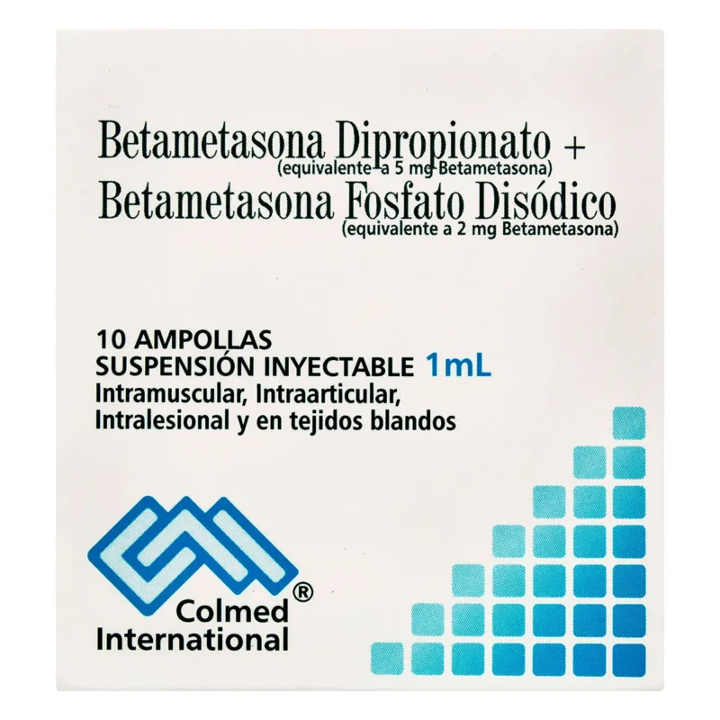 BETAMETASONA DIPROPIONATO FOSFATO CAJA X 10 AMPOLLA 1 ML (COLMED)