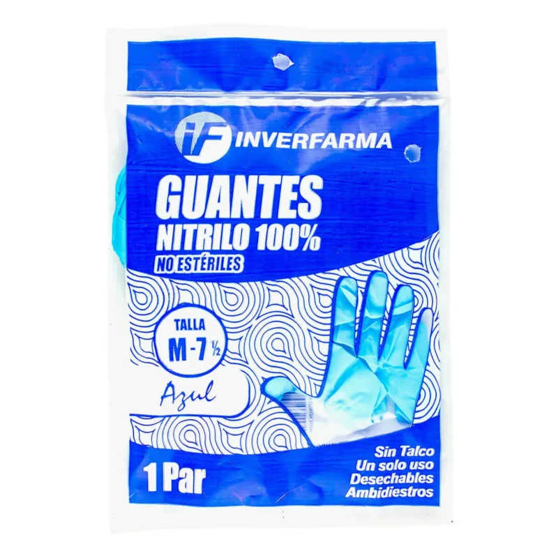 GUANTES NITRILO AZUL TALLA  M PAR (INVERFARMA)