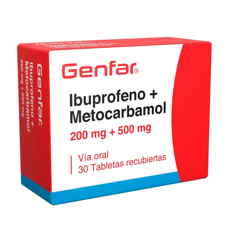 IBUPROFENO 200 MG + METOCARBAMOL 500 MG CAJA X 30 TABLETAS (GENFAR)