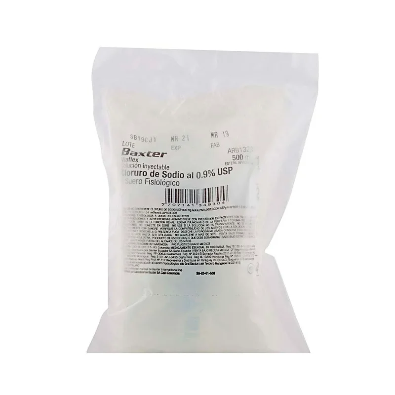 SUERO FISIOLOGICO CLORURO DE SODIO 0.9% BOLSA X 500 ML  (BAXTER)